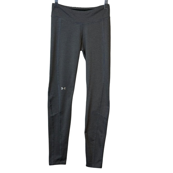 Under Armour Leggings Striped Activewear Athletic Training Running Pants Women - Picture 1 of 6